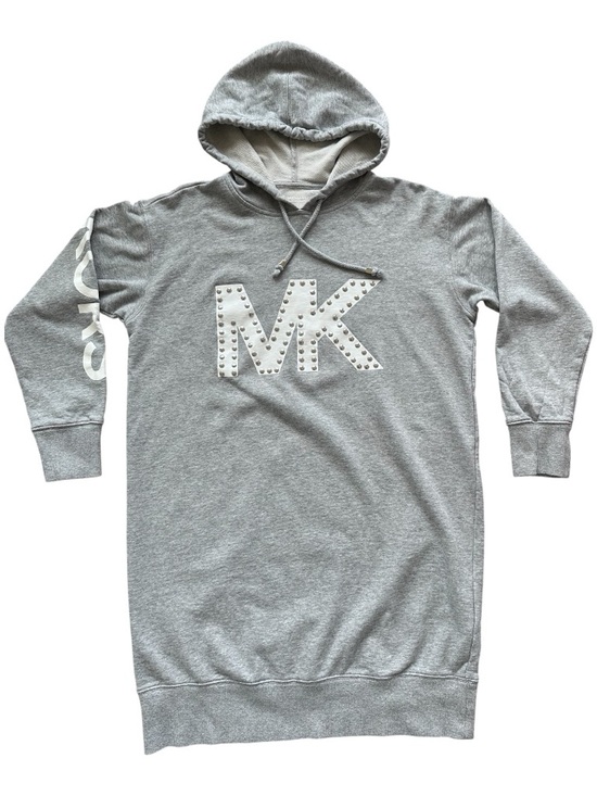 Michael Kors Tops - Michael Kors Hoodie Dress Small Gray Cotton Studded MK Logo Hooded Sweatshirt